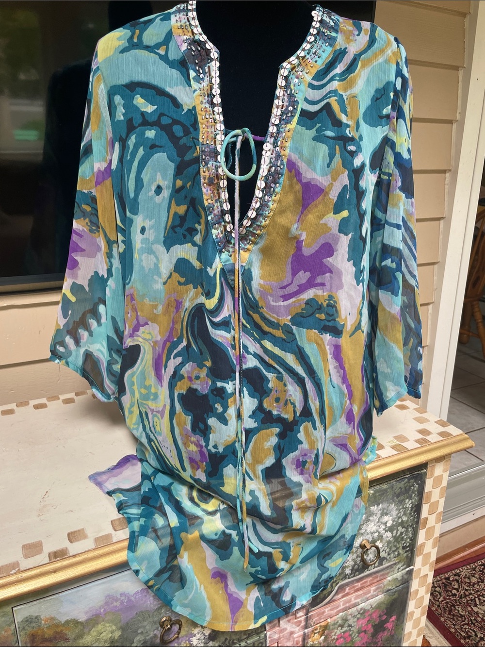 CZ Cover-UPS Turquoise Swim Cover-Up Tunic